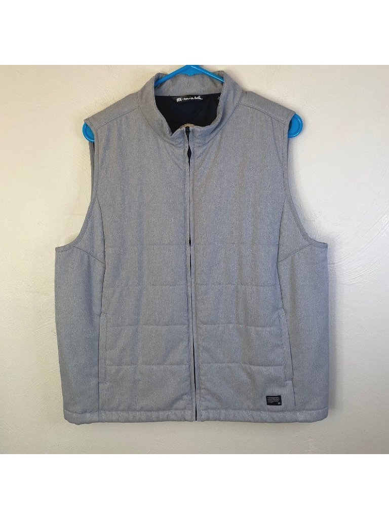 Travis Mathew Women's Xl W-Dash Heather Sleet Gray Full-Zip Golf Vest Lined